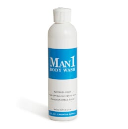man1 body wash bottle against white background